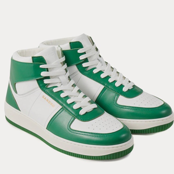 Sandro Other - Sandro Green High-TOP mens SNEAKERS size 44 US 11